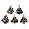 Alloy Enamel Pendants, Christmas, Cadmium Free & Lead Free, Christmas Tree, Light Gold, Dark Slate Gray, 24x18.5x1.5mm, Hole: 1.6mm