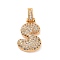 Brass Micro Pave Cubic Zirconia Pendants, Nickel Free, Real 18K Gold Plated, Clear, Letter S, 18.5~24x12.5~25.5x5~5.5mm, Hole: 5x3mm