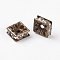 Brass Rhinestone Spacer Beads, Grade A, Nickel Free, Antique Bronze Metal Color, Square, Crystal, 8x8x4mm, Hole: 1mm
