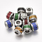 304 Stainless Steel European Beads, with Fiber, Large Hole Beads, Column with Basket Weave Pattern, Stainless Steel Color, Mixed Color, 10x8mm, Hole: 5mm
