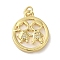 Rack Plating Brass Micro Pave Cubic Zirconia Pendants, with Shell, Cadmium Free & Lead Free, Long-Lasting Plated, Flat Round with Boy and Girl, with Jump Ring, Real 18K Gold Plated, 20.5x17x3mm, Hole: 3mm
