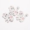 Alloy Enamel Kitten Pendants, Cadmium Free & Lead Free, with Rhinestone, Cat with Flower Shape, Platinum, White, about 25.5mm long, 24mm wide, 2mm thick, hole: 2mm