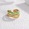 304 Stainless Steel Enamel Open Cuff Rings for Women, Lime Green, 10mm, Inner Diameter: 17mm