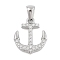 304 Stainless Steel Micro Pave Cubic Zirconia Pendants, Anchor Charm, Stainless Steel Color, 18x16x2.5mm, Hole: 3x6mm
