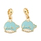 Rack Plating Alloy Enamel Whale European Dangle Charms, Large Hole Pendants, Golden, Cadmium Free & Nickel Free & Lead Free, Light Sky Blue, 29.5mm, Hole: 4.6mm, Whale: 19.5x17.5x2.5mm