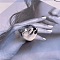 Resin Finger Rings for Women, Ink Painting, Heart, Inner Diameter: 17mm