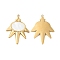 Ion Plating(IP) 304 Stainless Steel Pendants, with White Shell, Sun Charm, Real 14K Gold Plated, 28x21x2mm, Hole: 1.4mm