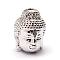 Brass Beads, Micro Pave Grade AAA Cubic Zirconia, Buddha Head, Cadmium Free & Nickel Free & Lead Free, Platinum, 14x10x11mm, Hole: 2mm