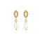 Golden Stainless Steel Earrings with Pearl, Oval