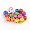 Natural Wood Beads, Horizontal Hole, Lead Free, Dyed, Cube With Letter, Random Mixed Letters, 10x10x10mm, Hole: 3mm, about 1190pcs/500g