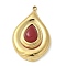 Natural Carnelian(Dyed & Heated) Pendants, 304 Stainless Steel Teardrop Charms, Real 18K Gold Plated, 28~28.5x18~18.5x6~6.5mm, Hole: 1.4mm