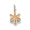 Brass Micro Pave Orange Cubic Zirconia Pendants, with Jump Ring, Long-Lasting Plated, Lead Free & Cadmium Free, Flower Charms, Platinum, 12.5x9x2mm, Hole: 3.5mm