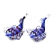 Handmade Lampwork Pendants, Fish Charms, Blue, 32~34x41~43x33~35mm, Hole: 3~4x3mm