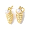 Brass Pendants, Ocean Themes, with ABS Imitation Pearls, Long-Lasting Plated, Cadmium Free & Lead Free, Rack Plating, Real 18K Gold Plated, with Jump Ring, Conch-shaped, 14x6.5x4.5mm, Hole: 3.5mm