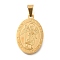 304 Stainless Steel Pendants, Oval with San Rafael Charm, Religion, Real 18K Gold Plated, 27x18x2mm, Hole: 6x3mm