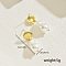 Vintage Brass Jewelry with Imitation Pearl Pendant Shell Shape Stud Earrings, Simple Design, Golden, 30x13mm