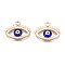 Alloy Enamel Pendants, Cadmium Free & Nickel Free & Lead Free, Light Gold, Evil Eye, Medium Blue, 16x21x3mm, Hole: 2mm