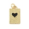 Brass Enamel Pendants, Rectangle with Heart Charm, with Jump Ring, Lead Free & Cadmium Free, Long-Lasting Plated, Rack Plating, Real 18K Gold Plated, Black, 18.5x11x2mm, Hole: 3.4mm