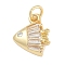 Brass Micro Pave Cubic Zirconia Pendants, Fish Charms, Lead Free & Cadmium Free, Long-Lasting Plated, Rack Plating, with Jump Ring, Real 18K Gold Plated, 13.5x11.5x3.5mm, Hole: 3mm