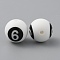 Silicone Beads, White Round with Black Numbers, Num.6, 13.5mm, Hole: 2.2mm