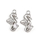 Brass Micro Pave Cubic Zirconia Charms, Sea Horse, Platinum, 14.5x9.5x4.5mm, Hole: 1.2mm