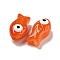 Handmade Transparent Glass Beads, Hand Drawn Beads, with Enamel, Fish, Orange Red, 21.5x11x8.5~10mm, Hole: 1.2~1.4mm