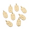 Brass Pendants, Long-Lasting Plated, Oval with Constellation, Real 18K Gold Plated, Aries, 24x12.5x2mm, Hole: 3.5x1.5mm