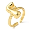 Initials Brass Open Cuff Ring for Women, Cadmium Free & Nickel Free & Lead Free, Letter F, 16.5x9.5mm, Adjustable