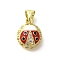Brass Micro Pave Clear Cubic Zirconia Enamel Pendants, Ladybug Charms, Real 18K Gold Plated, 13x10.5x5.5mm, Hole: 4mm