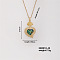 Vintage Brass Micro Pave Cubic Zirconia Heart Pendant Necklace for Women, Golden, 15.75 inch(400mm)