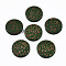 Painted Natural Wood Beads, Laser Engraved Pattern, Flat Round with Leopard Print, Dark Green, 20x5mm, Hole: 1.5mm