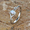 Oval & Flower Zinc Alloy with Natural Moonstone Finger Rings for Women, Antique Silver, US Size 7(17.3mm)
