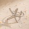 304 Stainless Steel Adjustable Open Cuff Rings for Women, Starfish, Stainless Steel Color, 23x21mm, Inner Diameter: Adjustable