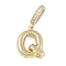 Brass Micro Pave Clear Cubic Zirconia Pendants, Long-Lasting Plated, letters, Letter Q, 19x16.5x4.5mm, Hole: 8.5x5.5mm