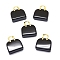 Natural Obsidian Brass Pendants, Golden, Bag, 27~29x24~26x9~13mm, Hole: 6mm