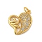 Brass Micro Pave Cubic Zirconia Pendants, Cadmium Free & Lead Free, with Jump Ring, Heart Charms, Real 18K Gold Plated, 14x16.5x4mm, Hole: 3.2mm