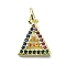 Brass Micro Pave Colorful Cubic Zirconia Pendants, Cadmium Free & Nickel Free & Lead Free, Triangle, Real 18K Gold Plated, 12x9.5x2.5mm
