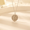 Stylish 304 Stainless Steel Flat Round with Moon Pendant Necklaces for Women's Daily Wear, Stainless Steel Color
