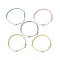 5Pcs 5 Colors Light Gold Brass Moon Braided Bead Bracelets Set, Waxed Polyester Cord Adjustable Bracelets, Mixed Color, Inner Diameter: 3-1/2 inch(9cm), 1Pc/color