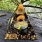 Resin Display Decoration, with Natural Tiger Eye and Natural Obsidian, for Home Decoration, Pyramid, 60x60x60mm