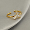 304 Stainless Steel Micro Pave Clear Cubic Zirconia Cuff Rings for Women, Golden, Crown, Inner Diameter: 20mm