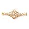 Brass Micro Pave Clear Cubic Zirconia Fold Over Clasps, Cadmium Free & Nickel Free & Lead Free, with Glass, Long-lasting Plated, Real 18K Gold Plated, 58mm, Hole: 5.4mm