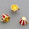 Alloy Enamel Pendants, Light Gold, Cup Charm, Red, 13x16.8x13mm