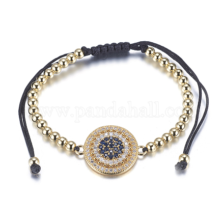 Регулируемые латунные плетеные браслеты из бисера BJEW-F282-29G-RS-1