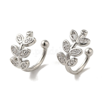 Серьги-каффы из латуни с микропаве из кубического циркония EJEW-R162-46P-1