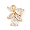 Brass Micro Pave Clear Cubic Zirconia Charms, Cadmium Free & Nickel Free & Lead Free, Flower, Real 18K Gold Plated, 14x11.5x3.5mm, Hole: 1.4mm