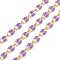Ion Plating(IP) Brass Dapped Chains, Cable Chains with Enamel, Real 18K Gold Plated, Soldered, with Spool, Flat Oval, Plum, 8.5x4x1.5mm, about 32.81 Feet(10m)/Roll