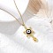 Glass Seed Beads & Resin Evil Eye Sun Heart Pendant Necklaces, 304 Stainless Steel Cable Chain Necklaces for Women, Golden, Black, 17.68 inch(44.9cm)