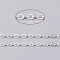 Brass Flat Oval Cable Chains, Unwelded, with Spool, Cadmium Free & Lead Free, Silver, 3.5x3x0.5mm, about 92m/roll