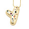 Brass Micro Pave Cubic Zirconia Letter Pendant Necklaces, Real 18K Gold Plated, Letter Y, 17.40~17.80 inch(44.2~45.2cm), Pendant: 29x19mm